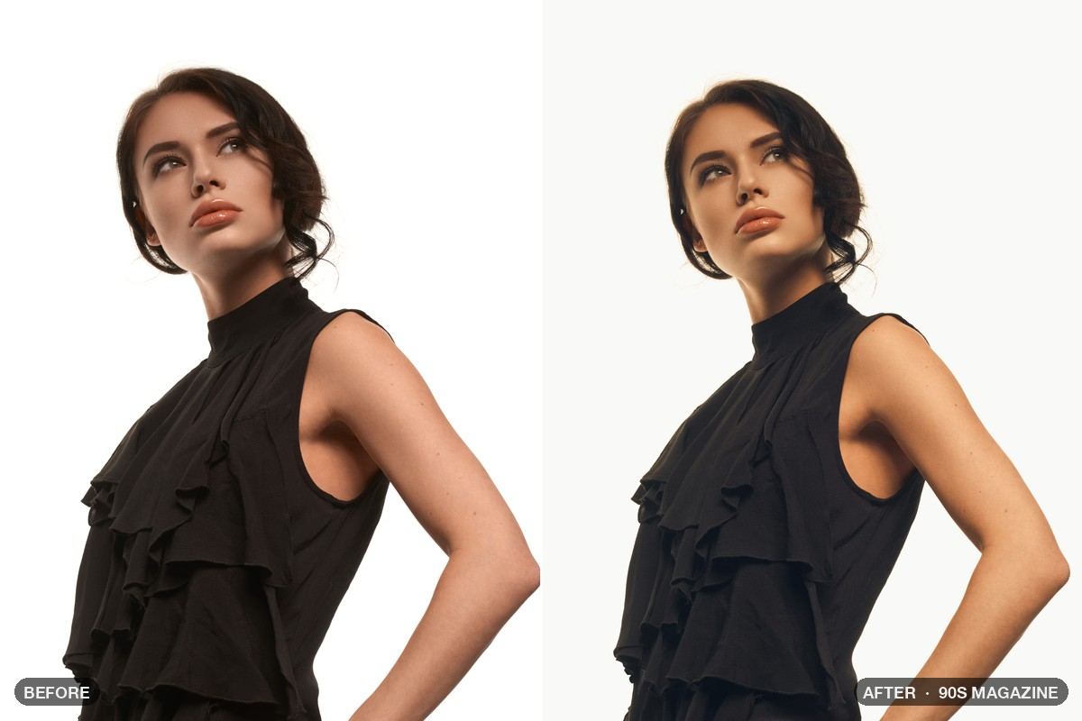 Portrait before and after the 90s Magazine look