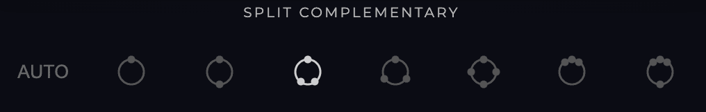 Row of seven color scheme icons next to an Auto option, with Split Complementary selected