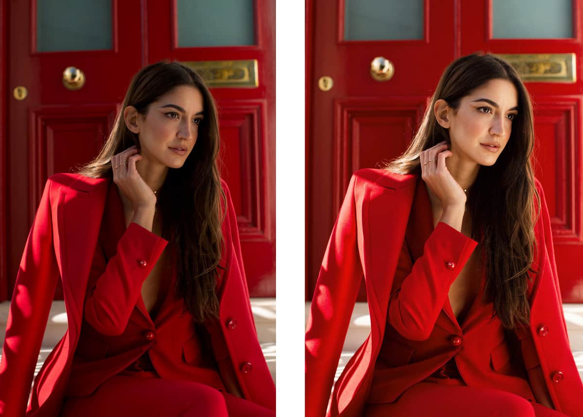 A before/after example of Oscar using Infinite Color Panel.